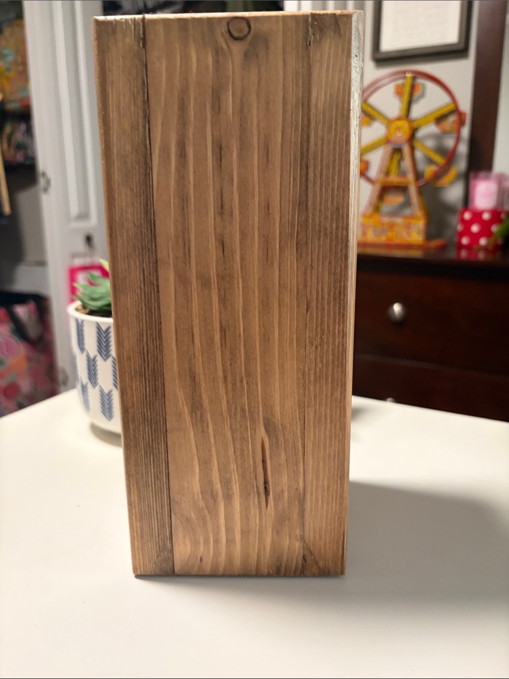 Rustic Natural Wood Decorative Block Vase
